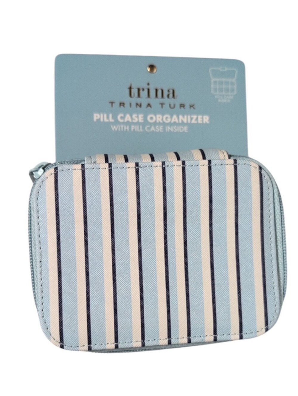 Trina Turk Blue Striped Pill Case Organizer